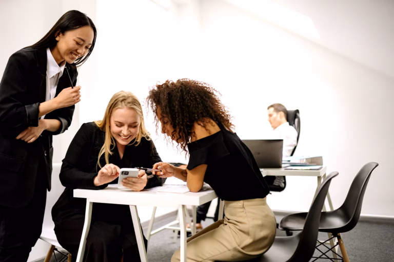 diverse women collaborating in modern office environment