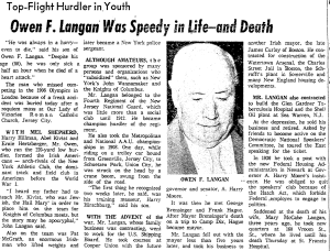 Owen Francis Langan (1884-1963) obituary in the Jersey Journal on July 29, 1963